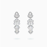 18K White Gold White Jade & Diamond Earrings