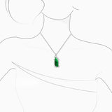 18K White Gold Green Jade & Diamond Pendant