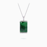 18K White Gold Jade & Diamond Pendant