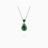 18K White Gold Jade & Diamond Pendant