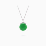 18K White Gold Jade & Diamond Pendant