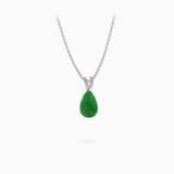 18K White Gold Jade & Diamond Pendant