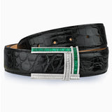 18K White Gold Emerald & Diamond Buckle