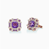 18K White & Red Gold Amethyst & Diamond Cufflinks