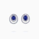 18K White Gold Sapphire Diamond Earrings