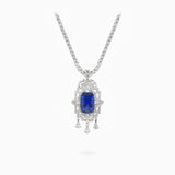 18K White Gold Sapphire & Diamond Pendant