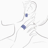 18K White Gold Sapphire,Diamond Earrings