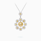 18K Yellow & White Gold South Sea Pearl Sapphire & Diamond Pendant
