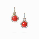 18K White & Rose Gold Coral & Diamond Earrings