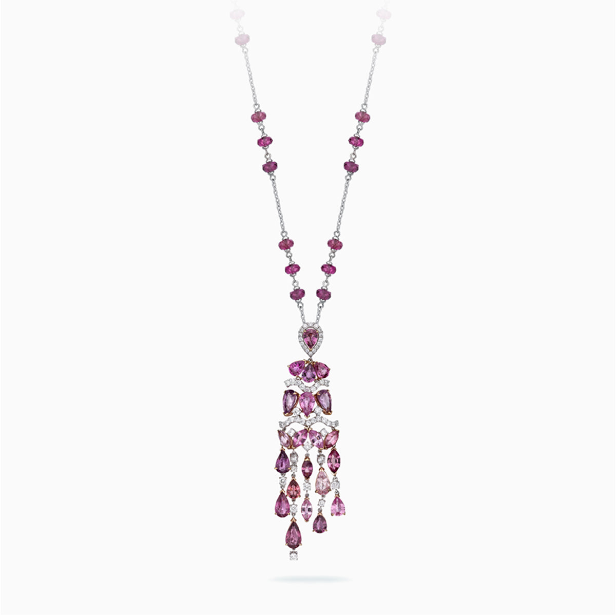 18K White, Rose & Yellow Gold Fancy Color Sapphire Necklace – ISE Jewellery