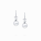 18K White Gold Akoya Pearl & Diamond Earrings