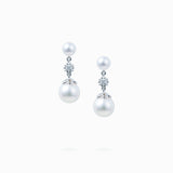 18K White Gold Akoya Pearl & Diamond Earrings