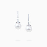 18K White Gold Akoya Pearl & Diamond Earrings