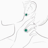 18K White Gold Emerald & Diamond Earrings