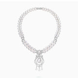 18K White Gold Akoya Pearl & White South Sea Pearl Necklace