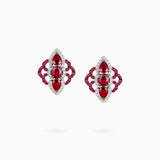 18K White & Rose Gold  Ruby & Diamond Earrings