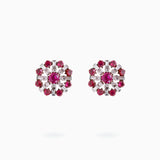 18K White Gold Ruby & Diamond Earrings