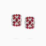 18K White & Rose Gold  Ruby & Diamond Earrings