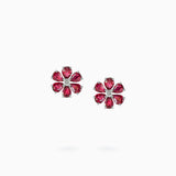 18K White Gold Ruby & Diamond Earrings