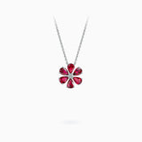 18K White Gold Ruby & Diamond Necklace