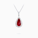 18K  White & Rose Gold , Ruby & Diamond Pendant