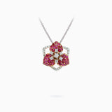 18K  White & Rose Gold , Ruby & Diamond Pendant