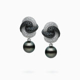 18K White & Black Gold South Sea Pearl & Diamond Earrings