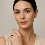 18K White Gold Emerald & Diamond Ring