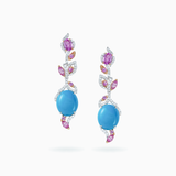 18K White & Rose Gold Turquoise & Diamond Earrings