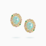 PT950 Platinum & 18k Gold Opal Earrings