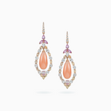 18K White & Rose Gold Coral, Sapphire & Diamond Earrings