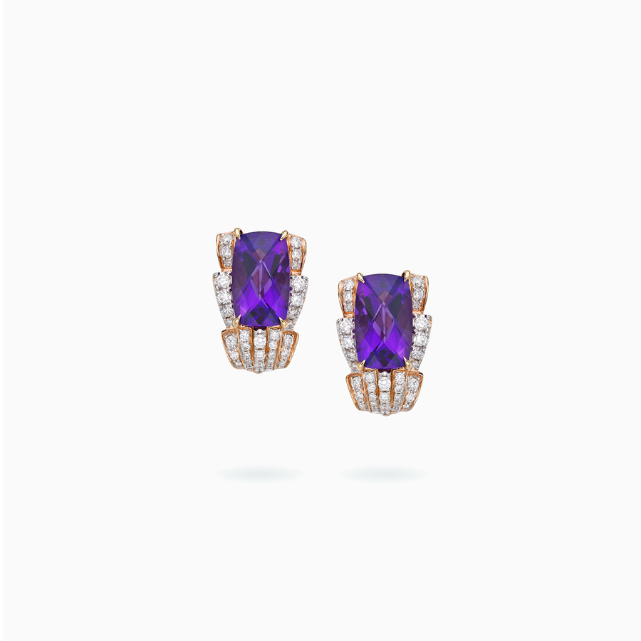 18K White & Rose Gold Amethyst Earrings