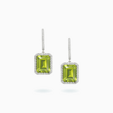 18K White Gold Peridot & Diamond Earrings