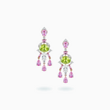 18K Gold Peridot, Color Sapphire & Diamond Earrings