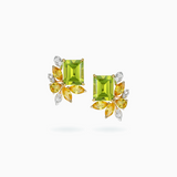 18K White & Yellow Gold Peridot, Yellow Sapphire & Diamond Earrings