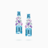 18K White Gold Topaz & Color Sapphire Earrings