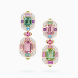 18K Rose & White Gold Tourmaline, Pink Sapphire, Amethyst, Peridot, Topaz Earrings
