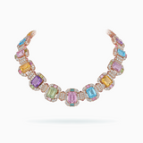 18K Rose Gold Colored Stone & Diamond Necklace