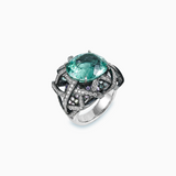 18K White & Black Gold Paraiba & Diamond Ring