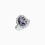 18K 白金紫翠玉和钻石戒指