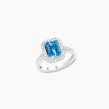 18K White Gold Aquamarine & Diamond Ring