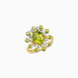 18K White & Yellow Gold Peridot & Diamond Ring