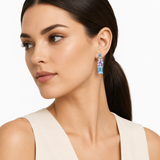 18K White Gold Topaz & Color Sapphire Earrings