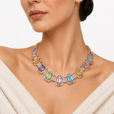 18K Rose Gold Colored Stone & Diamond Necklace