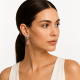 18K White & Rose Gold Kunzite , Topaz & Diamond Earrings