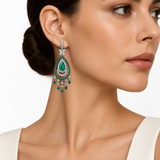 18K White Gold Emerald & Diamond Earrings