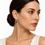 PT950 Platinum & 18K White Gold Emerald & Diamond Earrings