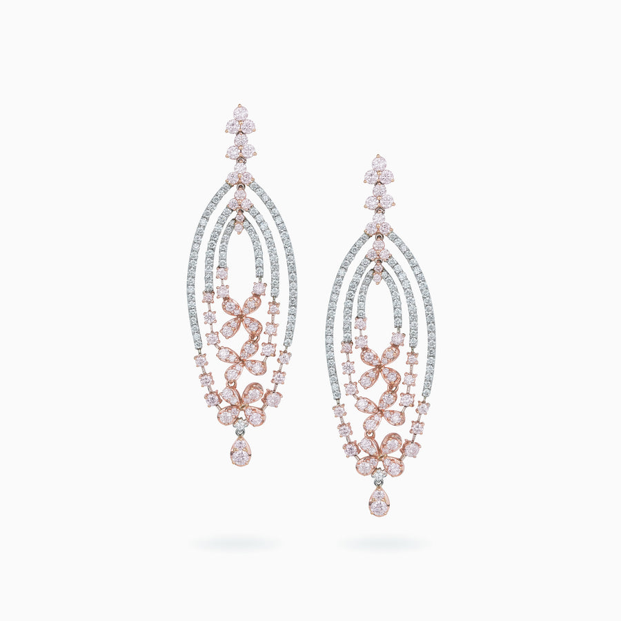18K White & Rose Gold Pink Diamond Earrings