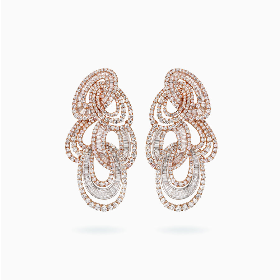 18K White & Rose Gold Diamond Earrings