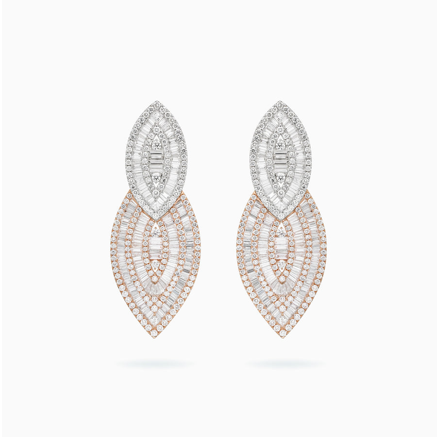 18K White & Rose Gold Diamond Earrings